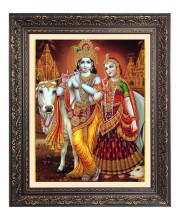 Sri Krishna and Sri radha Big Photo Frame - 16x20 Inches for Home & Office Decoration
