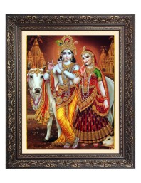 Sri Krishna and Sri radha Big Photo Frame - 16x20 Inches for Home & Office Decoration