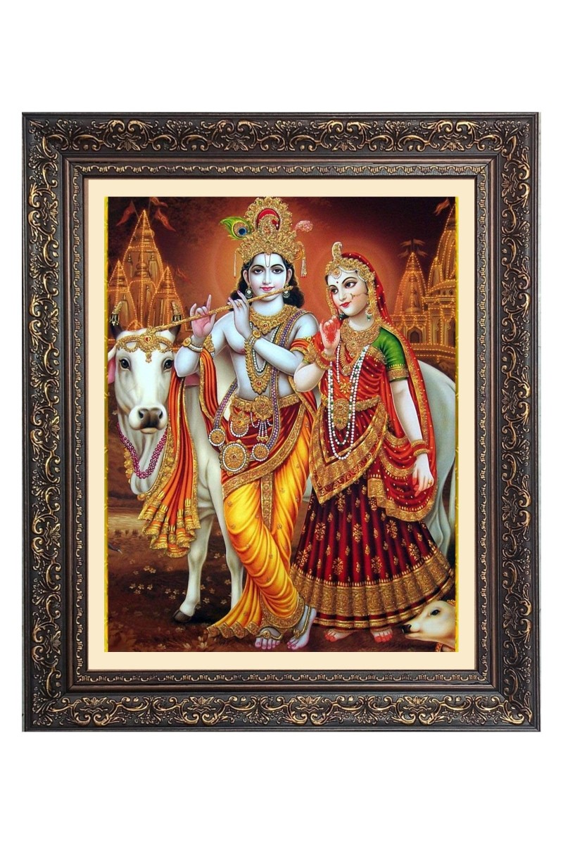 Sri Krishna and Sri radha Big Photo Frame - 22x26 Inches for Home & Office Decoration