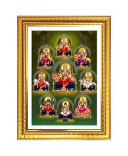 Maa Durga 9 Photo Frame - 10x14 Inches, Brown Wooden Frame for Home, Office & Temple Decoration