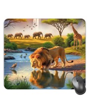 Customized Wild Lion Picture Sublimation Mouse Pad | 8 X 7.5 Inch | Smooth Cloth Surface | Non-Slip Rubber Base | Personalized Mousepad for Laptop & Desktop (F17352)