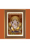 Lord Ganapathi Photo Frame - 10x14 Inches, Brown Wooden Frame for Home, Office & Temple Decoration