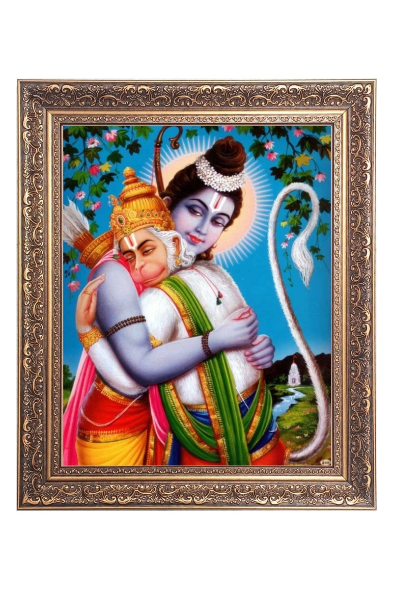 Sri Ram and Sri Hanumanji Big Photo Frame - 16x20 Inches for Home & Office Decoration