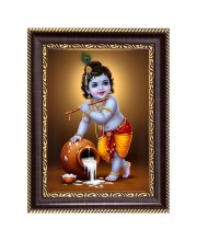 Lord Baby Krishna Digital Print Photo 10.7x12.7 inches (I6013) - Vibrant Religious Wall Art for Home or Office Decor.