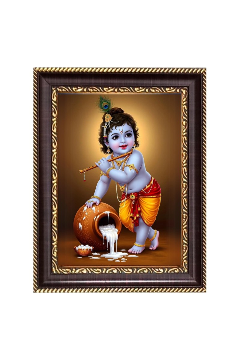 Lord Baby Krishna Digital Print Photo 10.7x12.7 inches (I6013) - Vibrant Religious Wall Art for Home or Office Decor.
