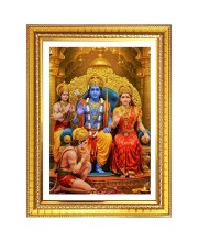 Lord rama and sita and hanuman Photo Frame - 10x14 Inches, Brown Wooden Frame for Home, Office & Temple Decoration