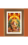 Ganapathi Bappa Photo Frame - 10x14 Inches, Brown Wooden Frame for Home, Office & Temple Decoration