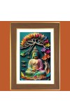 Serene Buddha Photo Frame - 14x18 Inches, Brown Wooden Frame for Home, Office & Temple Decoration