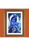 Baby Krishna Photo Frame - 14x18 Inches, Brown Wooden Frame for Home, Office & Temple decoration