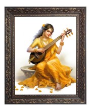 Goddess Saraswati Happy Vasant Panchami Puja Big Photo Frame - 16x20 Inches for Home & Office Decoration