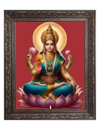 Godess Lakshmi (Laxmi) Big Photo Frame - 18x22 Inches for Home & Office Decoration