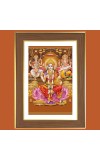 Saraswathi and Ganesha and Lakshmi Photo Frame - 14x18 Inches, Brown Wooden Frame for Home, Office & Temple Decoration