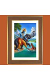 Elephant saves the Lord Krishna Photo Frame - 10x14 Inches, Brown Wooden Frame for Home, Office & Temple Decoration