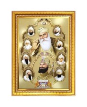 Guru Gobind singh Photo Frame - 10x14 Inches, Brown Wooden Frame for Home, Office & Temple Decoration