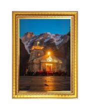 Sri Kedarnath Jyotirlinga Photo Frame - 10x14 Inches, Brown Wooden Frame for Home, Office & Temple Decoration