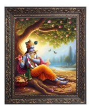 Sri Krishna with flute Big Photo Frame - 16x20 Inches for Home & Office Decoration