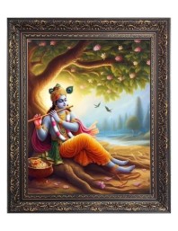 Sri Krishna with flute Big Photo Frame - 16x20 Inches for Home & Office Decoration