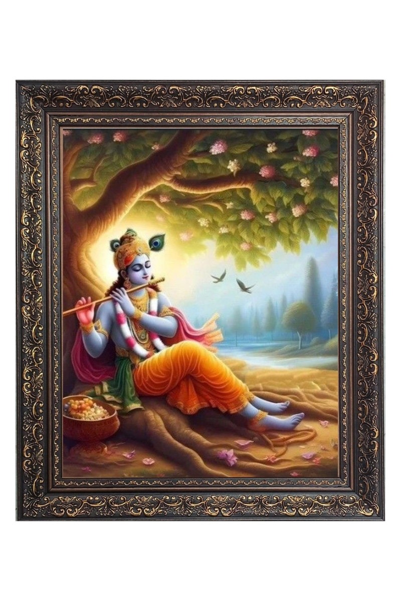 Sri Krishna with flute Big Photo Frame - 16x20 Inches for Home & Office Decoration