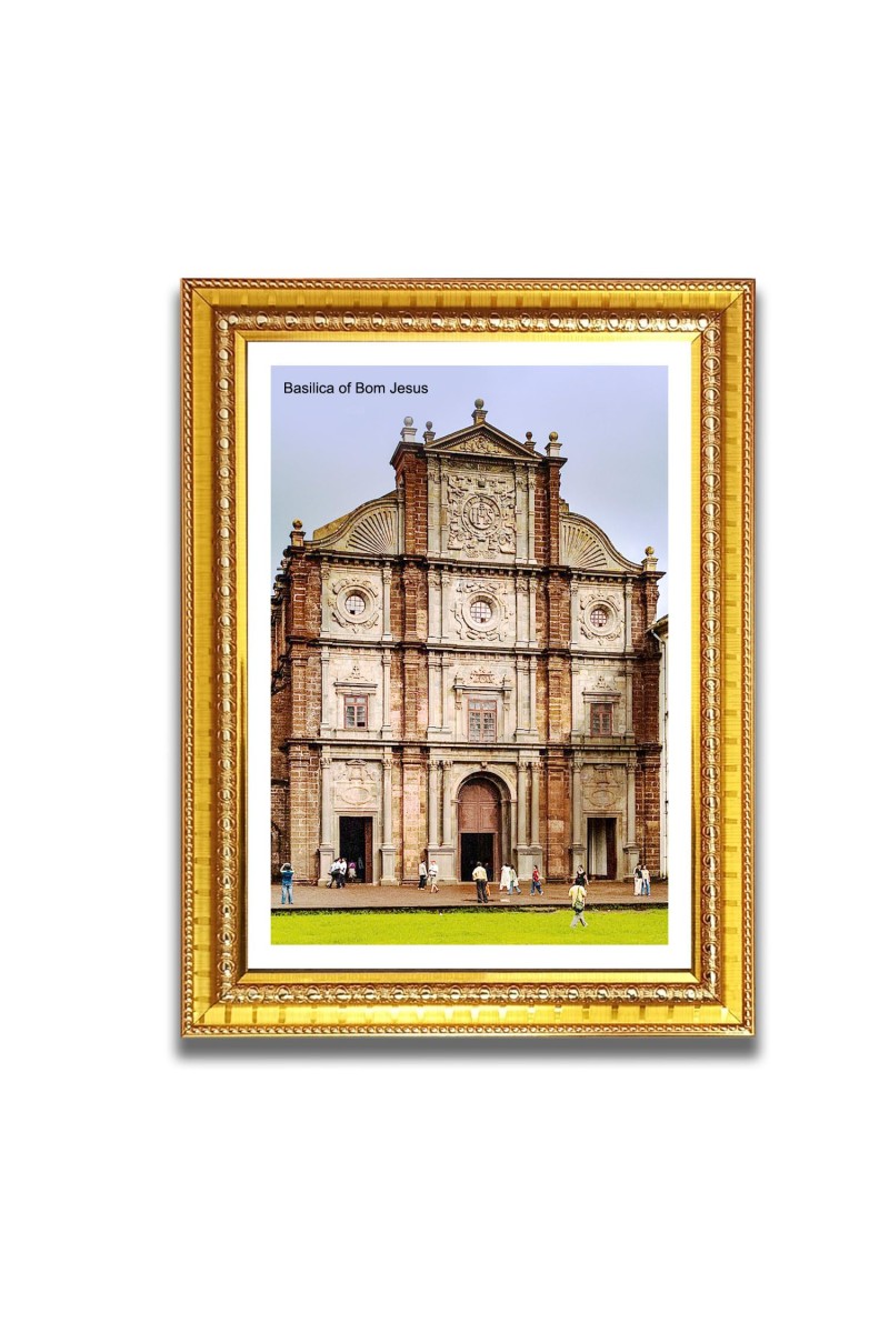 Basilica of Bom Jesus Church Photo Frame, 10x14 Inches Beautiful Elegant Framed Wall Art of Iconic Cathedral