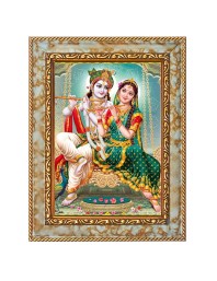 Shri Radha Krishna Digital Print Photo 12.7x14.7 inches (I6136) - Vibrant Religious Wall Art for Home or Office Decor.