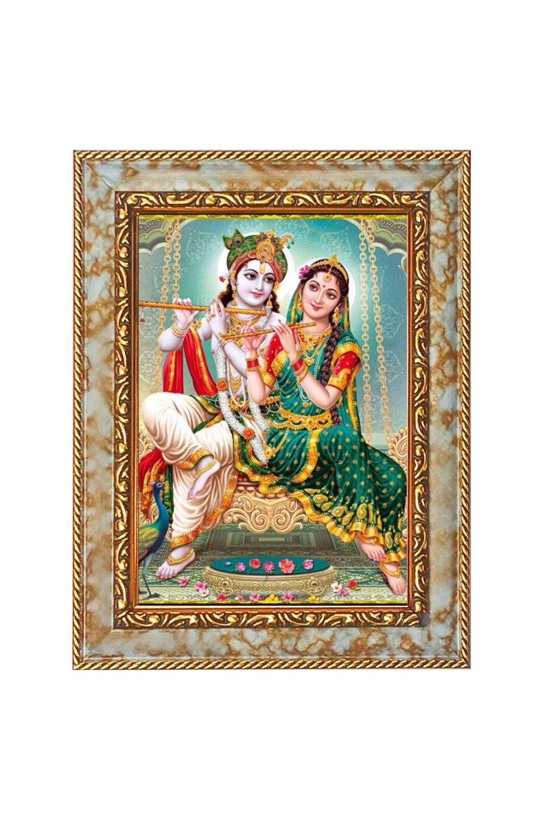 Shri Radha Krishna Digital Print Photo 12.7x14.7 inches (I6136) - Vibrant Religious Wall Art for Home or Office Decor.