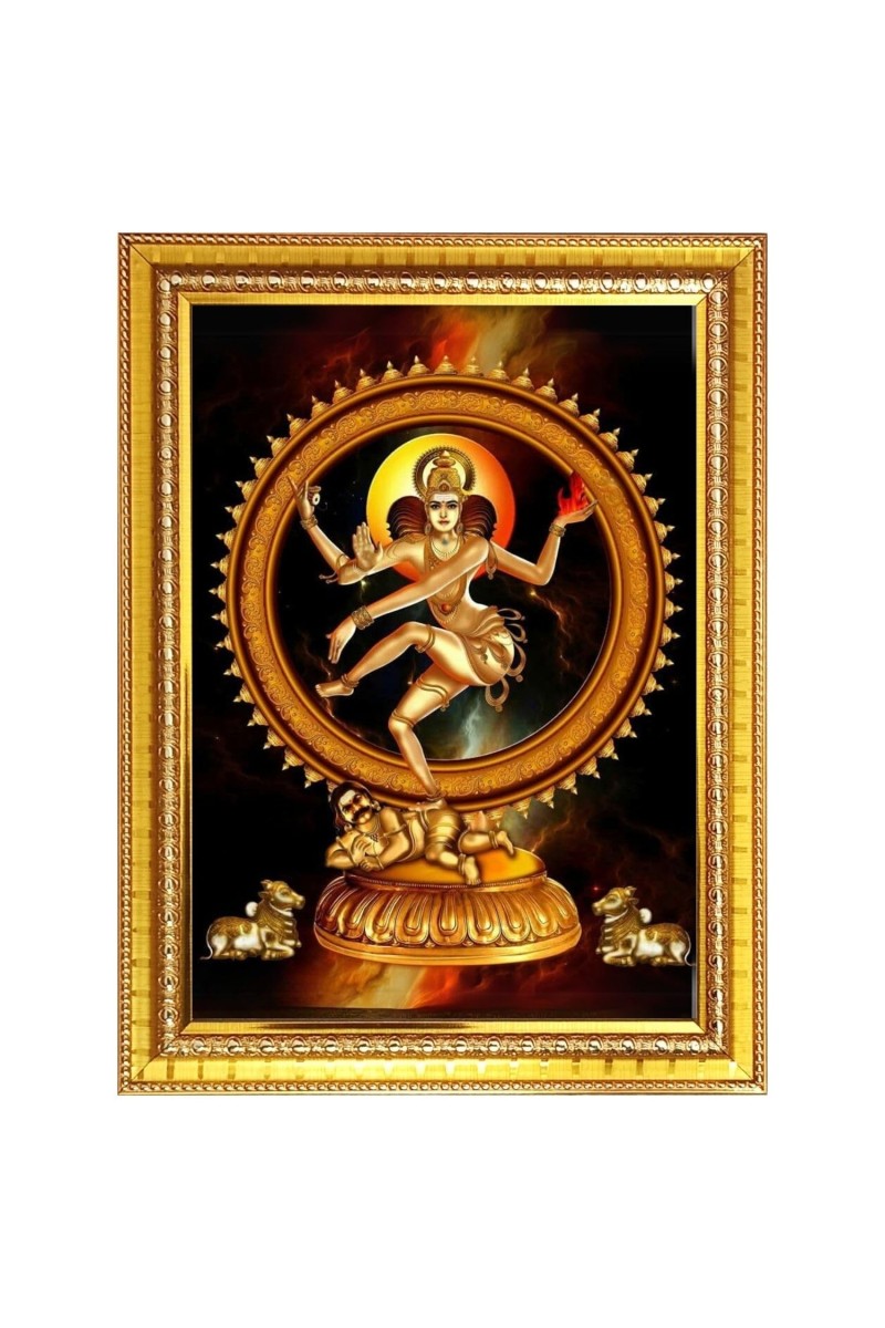 God nataraja Photo Frame - 10x14 Inches, Brown Wooden Frame for Home, Office & Temple Decoration