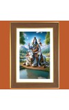 Lord Shnakara Photo Frame - 10x14 Inches, Brown Wooden Frame for Home, Office & Temple Decoration