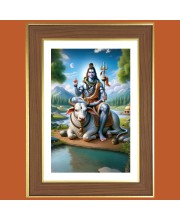 Lord Shnakara Photo Frame - 10x14 Inches, Brown Wooden Frame for Home, Office & Temple Decoration