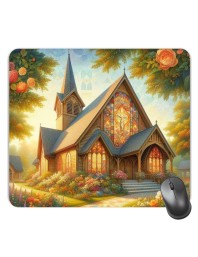 Customized Beautiful Church Picture Sublimation Mouse Pad | 8 X 7.5 Inch | Smooth Cloth Surface | Non-Slip Rubber Base | Personalized Mousepad for Laptop & Desktop (F17196)