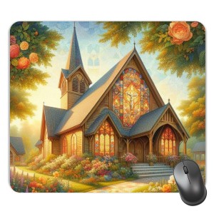 Customized Beautiful Church Picture Sublimation Mouse Pad | 8 X 7.5 Inch | Smooth Cloth Surface | Non-Slip Rubber Base | Personalized Mousepad for Laptop & Desktop (F17196)