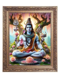 Lord Shiv Big Photo Frame - 16x20 Inches for Home & Office Decoration