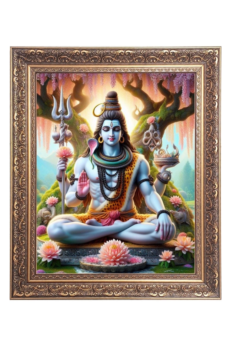 Lord Shiv Big Photo Frame - 16x20 Inches for Home & Office Decoration