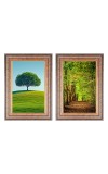 Elegant Vintage Style Wooden Photo st of 2 Frame for Wall & Table Décor – Antique Brown & Gold Finish | Suitable for Painting, Certificate, Photo, or Art Display (20x16,22x18)