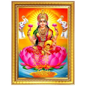 Maa Lakshmi Photo Frame - 10x14 Inches, Brown Wooden Frame for Home, Office & Temple Decoration Maa Lakshmi Photo Frame - 10x14 Inches, Brown Wooden Frame for Home, Office & Temple Decoration