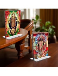 Debi Kali & Dakshineswar Kali Acrylic T-Style Photo Stand - 5x7 Inches, Compact and Stylish Spiritual Display, easily change 2 photos (Pack of 1)