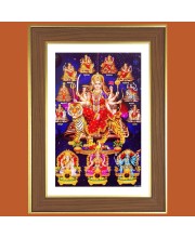 Durga Maa Photo Frame - 10x14 Inches, Brown Wooden Frame for Home, Office & Temple Decoration