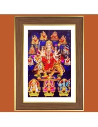 Durga Maa Photo Frame - 14x18 Inches, Brown Wooden Frame for Home, Office & Temple Decoration