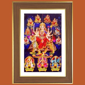 Durga Maa Photo Frame - 14x18 Inches, Brown Wooden Frame for Home, Office & Temple Decoration Durga Maa Photo Frame - 14x18 Inches, Brown Wooden Frame for Home, Office & Temple Decoration