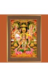 Saraswathi and Ganesha and Lakshmi Photo Frame - 10x14 Inches, Brown Wooden Frame for Home, Office & Temple Decoration