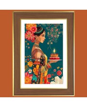 Colorful Modern Art Photo Frame - 10x14 Inches, Brown Wooden Frame for Home, Office & Temple Decoration