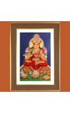 Goddess Annapurna Devi Photo Frame - 10x14 Inches, Brown Wooden Frame for Home, Office & Temple Decoration