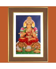 Goddess Annapurna Devi Photo Frame - 10x14 Inches, Brown Wooden Frame for Home, Office & Temple Decoration