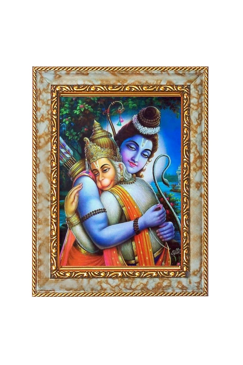 Lord Shiva and Hanuman Digital Print Photo 6.7x8.7 inches - Vibrant Religious Wall Art for Home or Office Decor.