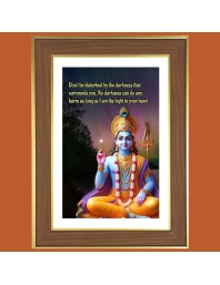 Lord Krishna with quote Photo Frame - 12x16 Inches, Brown Wooden Frame for Home, Office & Temple decoration
