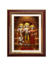 Lord rama and sita and laxman and hanuman Photo Frame - 10x14 Inches, Brown Wooden Frame for Home, Office & Temple Decoration