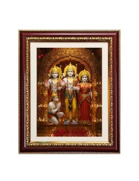 Lord rama and sita and laxman and hanuman Photo Frame - 12x16 Inches, Brown Wooden Frame for Home, Office & Temple Decoration