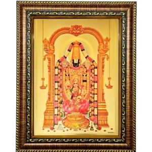 HI Tech Sales Tirupati Balaji Rectangular Photo Frame|God Photo Frames|Lord Venkateswara Photo Frame|Tirupati Balaji Lakshmi Photo Frame|Photo Frame (35 X 26 Cm Wall Mount (Gold)
