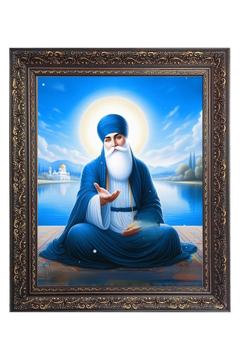 Guru Nanak Dev Ji Big Photo Frame - 18x22 Inches for Home & Office Decoration