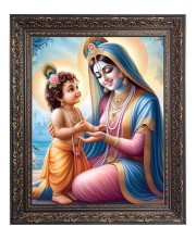 Ma Yoshada with baby Krishna Big Photo Frame - 16x20 Inches for Home & Office Decoration