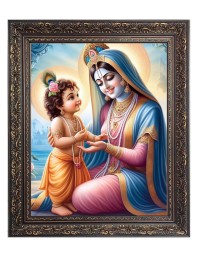 Ma Yoshada with baby Krishna Big Photo Frame - 22x26 Inches for Home & Office Decoration